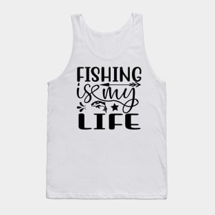 Wishing I Was Fishing - Less Talk More Fishing - Gift For Fishing Lovers, Fisherman - Black And White Simple Font Tank Top